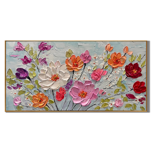 Midsummer Radiance – Modern Impasto Floral Painting | Vibrant Colorful Living Room Wall Art