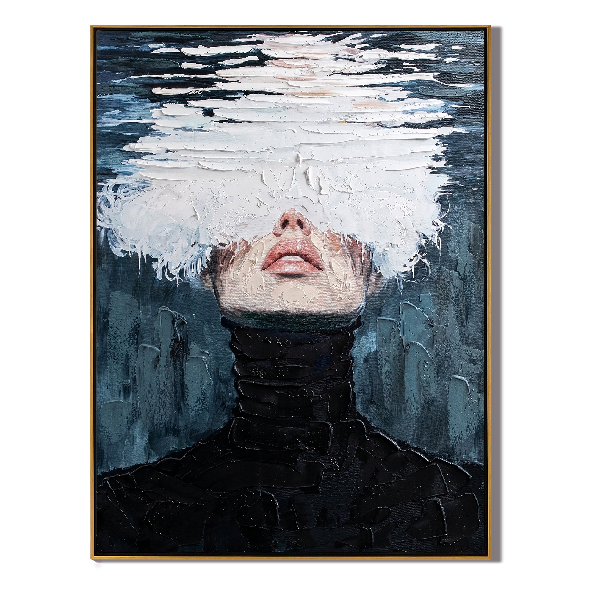 Sea of Consciousness - Modern Surrealist Heavy Impasto Portrait | Avant-Garde Minimalist Wall Art