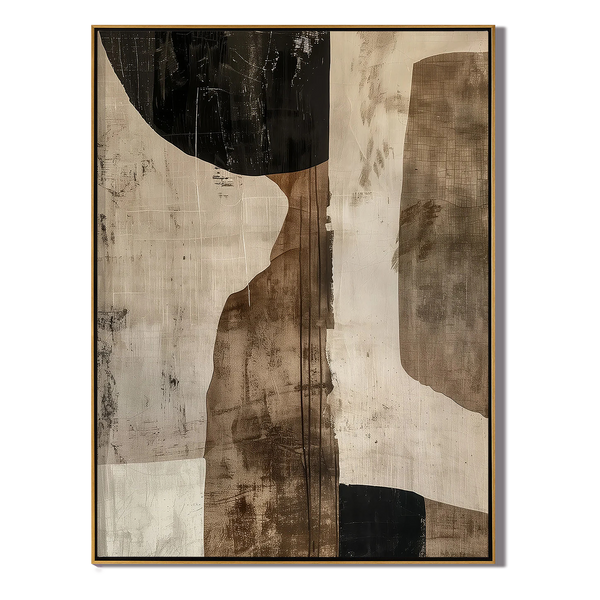 Earthen Monolith – Modern Industrial Textured Canvas Wabi-Sabi Painting | Japandi Wabi-Sabi Living Room & Bedroom Art