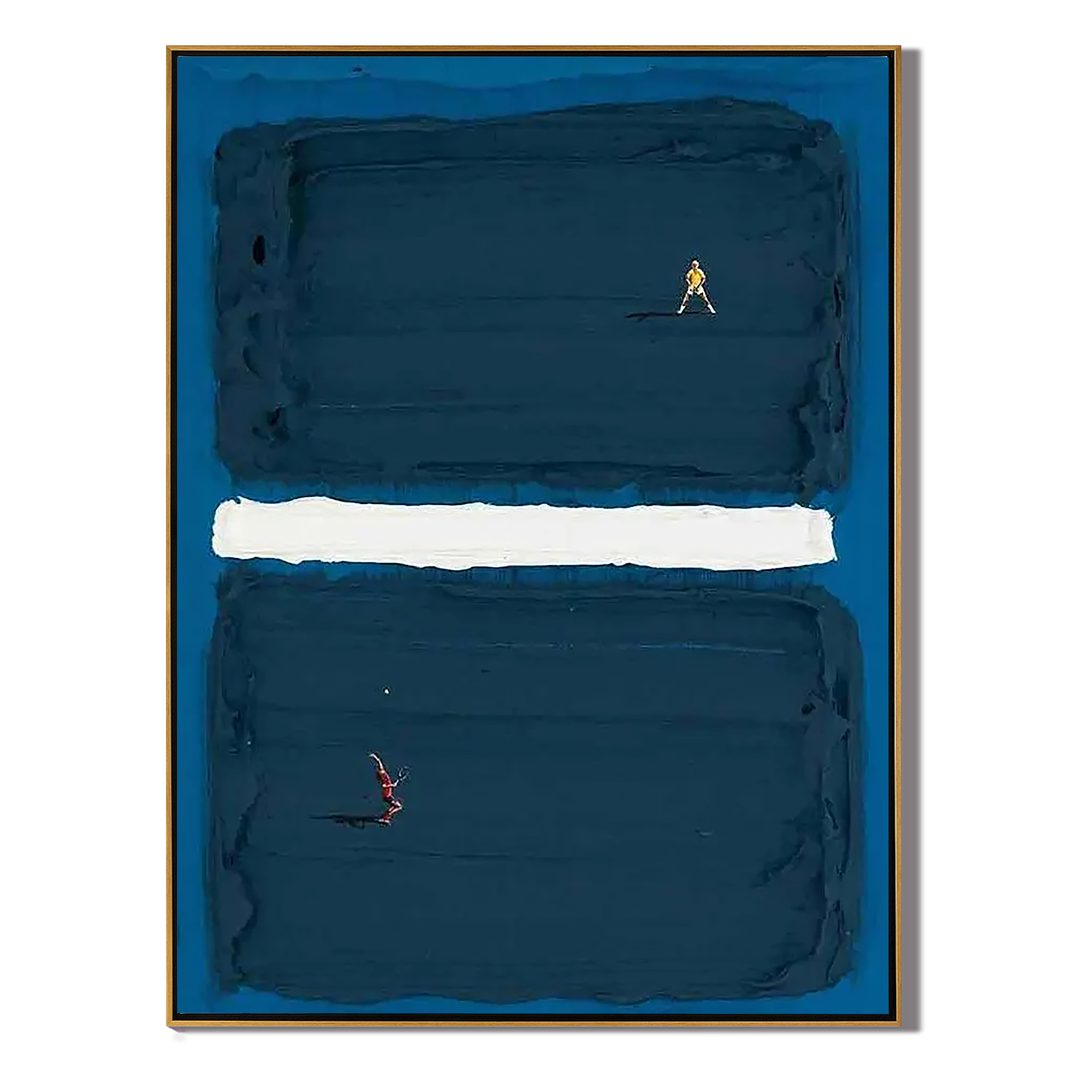 DEEP DIVE: Sport Wall Art, Minimalist Navy Blue Abstract Hand-Painted Geometric Studio Art