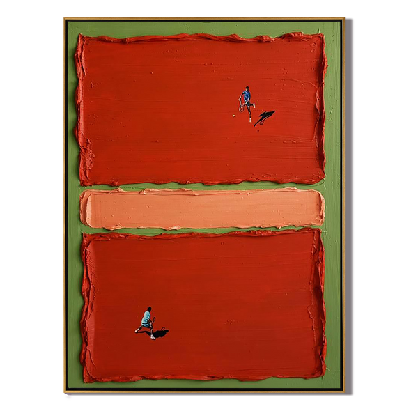 Vivid Race – Heavy Texture Red Block Abstract Portrait Painting | Contemporary Expressionist Living Room & Office Art
