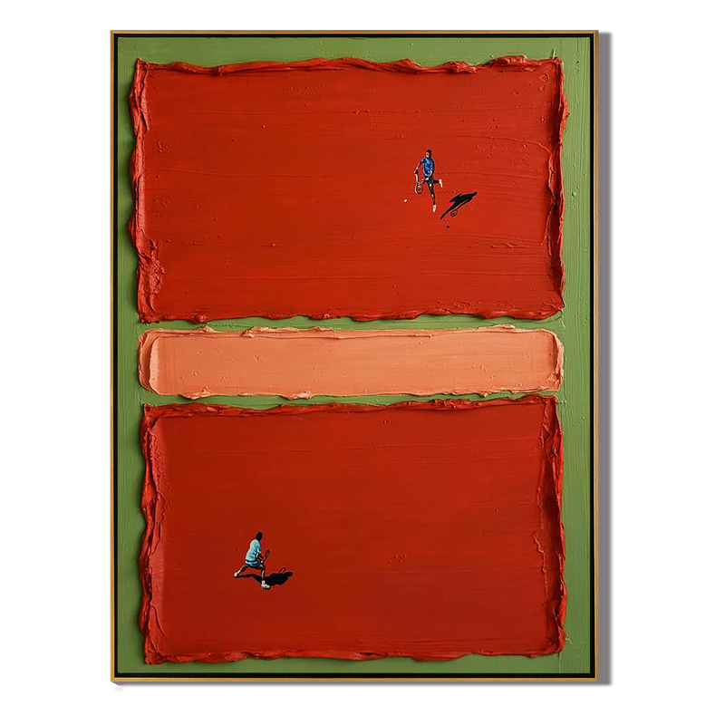 Vivid Race – Heavy Texture Red Block Abstract Portrait Painting | Contemporary Expressionist Living Room & Office Art