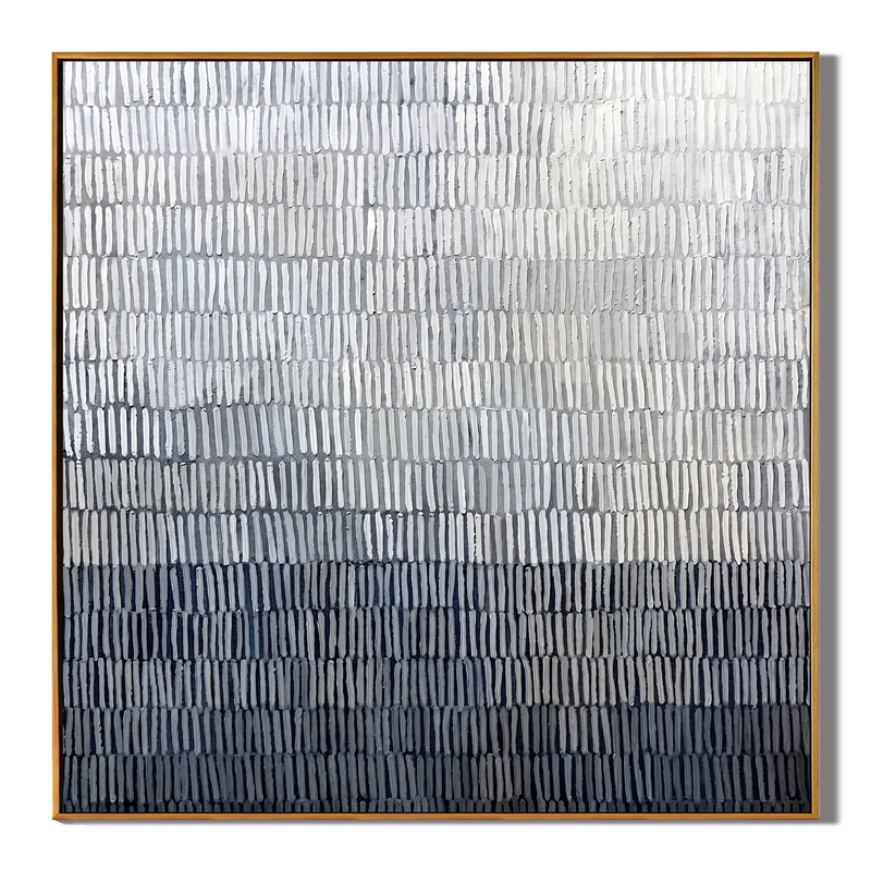 Silent Echo – Wabi-Sabi Monochromatic Gradient Abstract | Minimalist Linear Texture Hallway Art