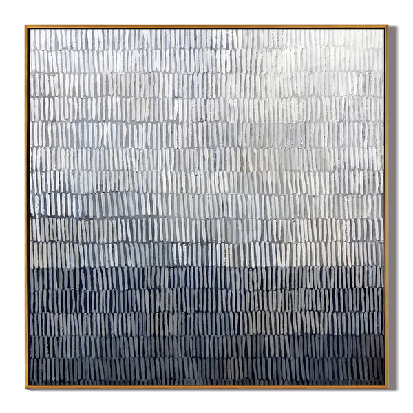Silent Echo – Wabi-Sabi Monochromatic Gradient Abstract | Minimalist Linear Texture Hallway Art