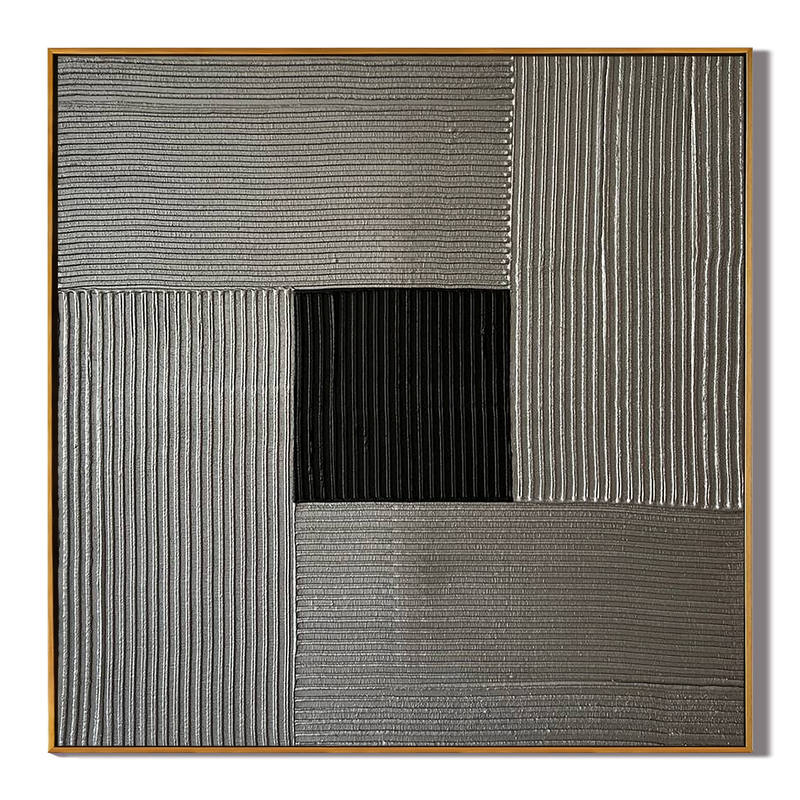Silent Geometry – Minimalist Grey Palette Knife Layered Wabi-Sabi Painting | Japandi Wabi-Sabi Living Room & Bedroom Art