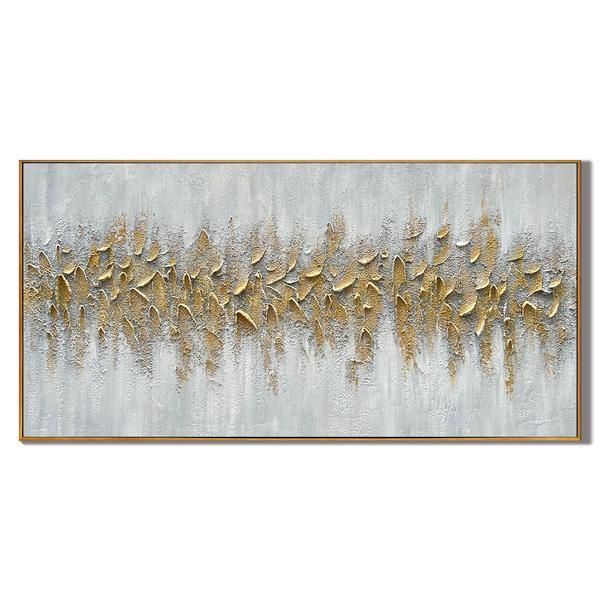 Gilded Current – Luxury Palette Knife Gold Abstract Abstract Painting | Modern Abstract Living Room & Office Art