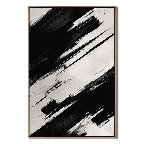 Striking Noir – Bold Black & White Abstract Abstract Painting | Bold Abstract Palette Knife Living Room Art