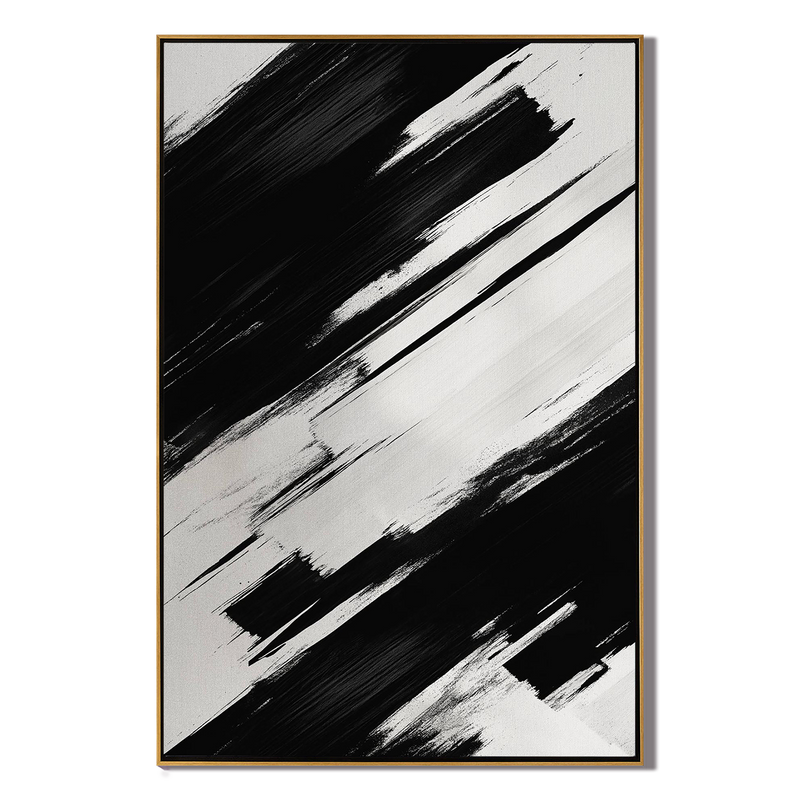 Striking Noir – Bold Black & White Abstract Abstract Painting | Bold Abstract Palette Knife Living Room Art