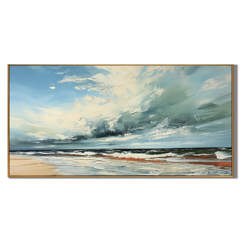 Ocean Storm – Modern Coastal Impasto Relief Texture Painting | Coastal Modern Living Room & Bedroom Art