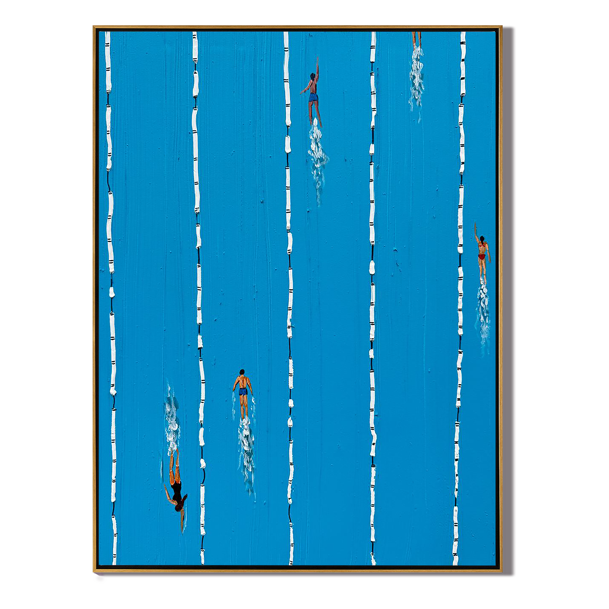 Summer Splash – Modern Swimming Pool Textured Painting | Minimalist Vibrant Blue Home Office Art
