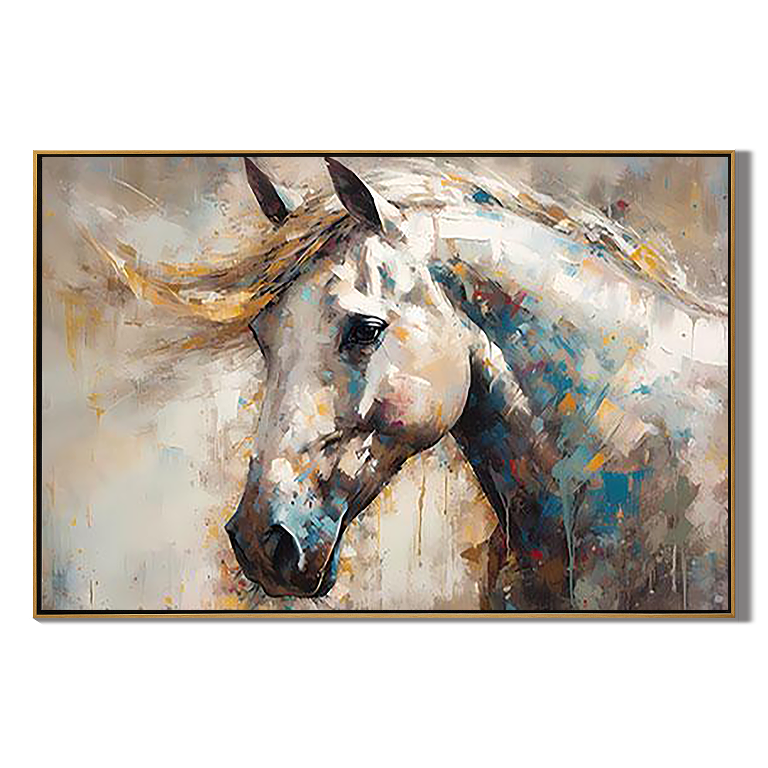 VIVID STALLION: Modern Abstract Horse Wall Art, Colorful Palette Knife Animal Painting