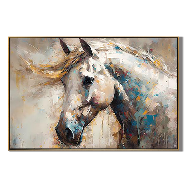 Vivid Stallion – Colorful Palette Knife Animal Abstract Painting | Bold Abstract Palette Knife Living Room Art