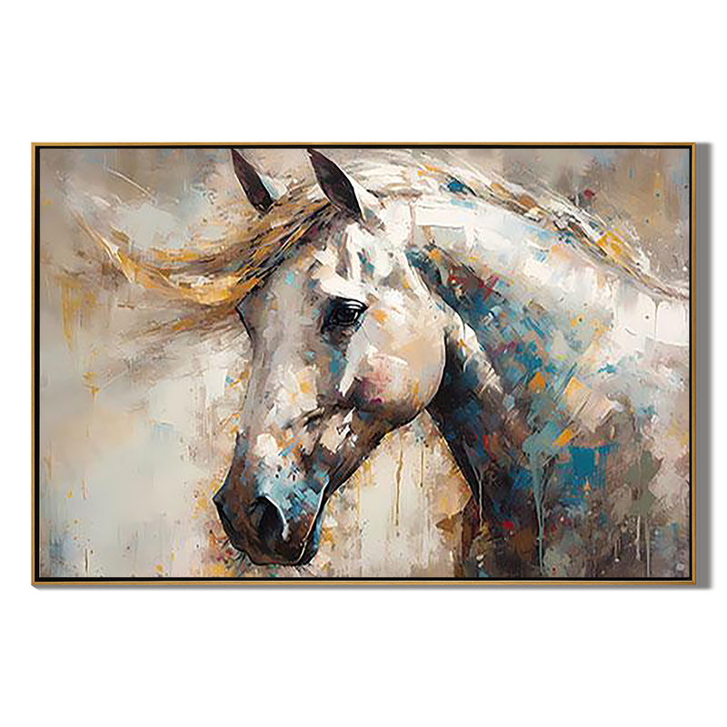 Vivid Stallion – Colorful Palette Knife Animal Abstract Painting | Bold Abstract Palette Knife Living Room Art