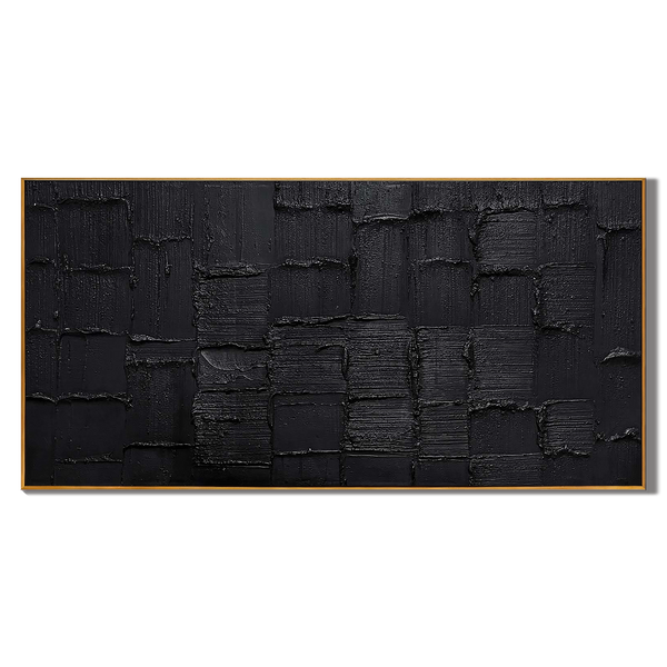 Onyx Matrix – Modern Obsidian Plaster Relief Texture Painting | Modern Industrial Plaster Home Office & Living Room Art
