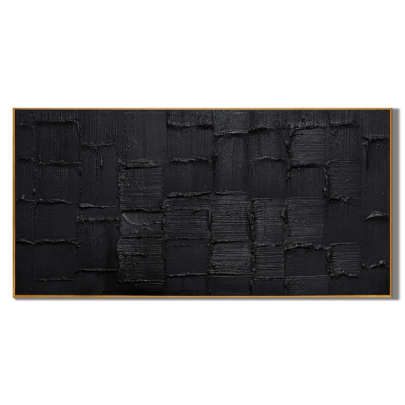Onyx Matrix – Modern Obsidian Plaster Relief Texture Painting | Modern Industrial Plaster Home Office & Living Room Art