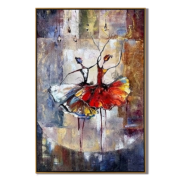 Dancing Soul – Hand-Painted Abstract Ballet Dancers Modern Palette Knife Textured Oil Portrait Painting | Contemporary Expressionist Living Room & Office Art