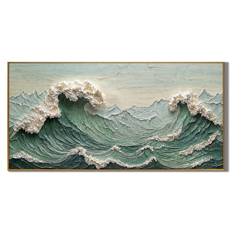 The Awakening Surge – Modern Heavy Impasto Painting | Creative Wabi-Sabi Sea Wave Living Room Art
