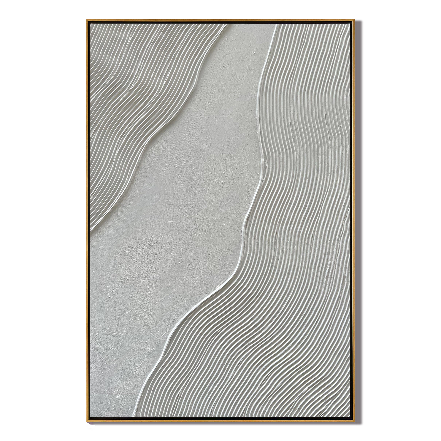 SILK RIPPLES: 3D Heavy Texture Plaster Wall Art, Modern White Linear Wave Relief