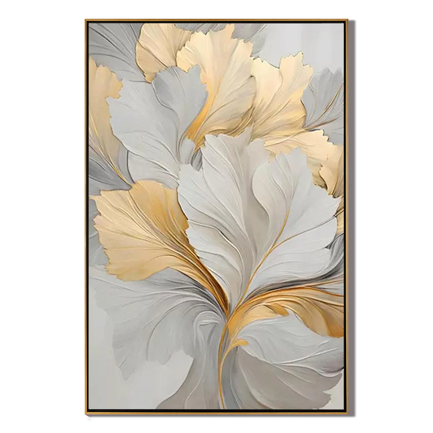 MEADOW BLOOM: Floral Wall Art, Hand-Painted Minimalist Beige and Rainbow Wildflower 3D Impasto Studio Art