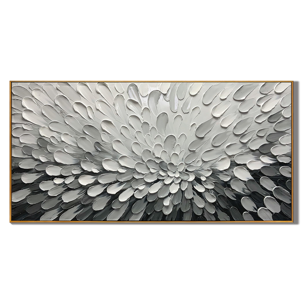 Silver Surge – Grayscale Impasto Palette Knife Texture Painting | Modern Abstract Living Room & Office Art