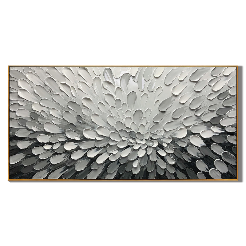 Silver Surge – Grayscale Impasto Palette Knife Texture Painting | Modern Abstract Living Room & Office Art