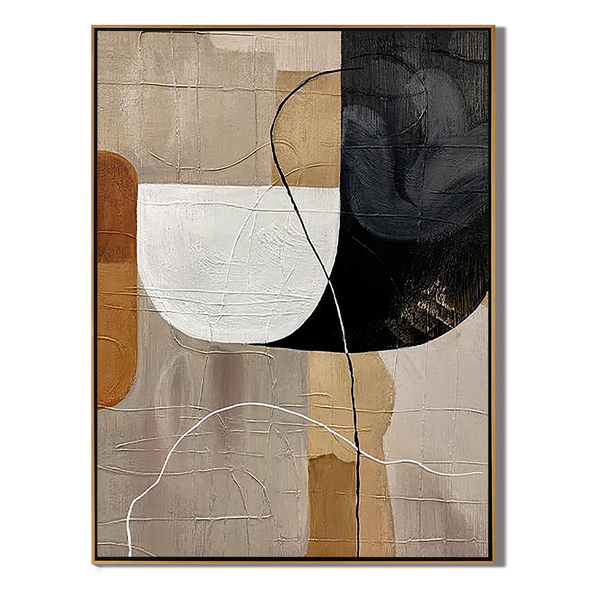 Earthen Harmony – Hand-Painted Terracotta and Neutral Tones Plaster Relief Wabi-Sabi Painting | Japandi Organic Wabi-Sabi Living Room & Hallway Art