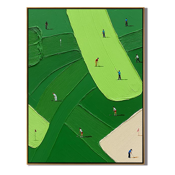 The Green – Minimalist Fairway Relief Texture Painting | Contemporary Sport Home Office & Living Room Art