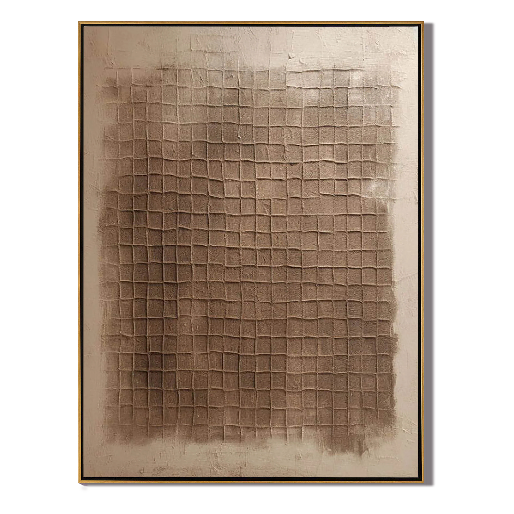 ANCIENT TEXTURE: Wabi-Sabi Abstract Wall Art, Earthy Tone Plaster Relief Grid Painting