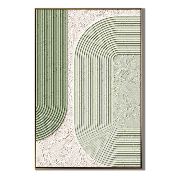 Linear Echo – Textured Sage & White Minimalist Canvas Modern Painting | Modern Minimalist Bedroom & Home Office Art