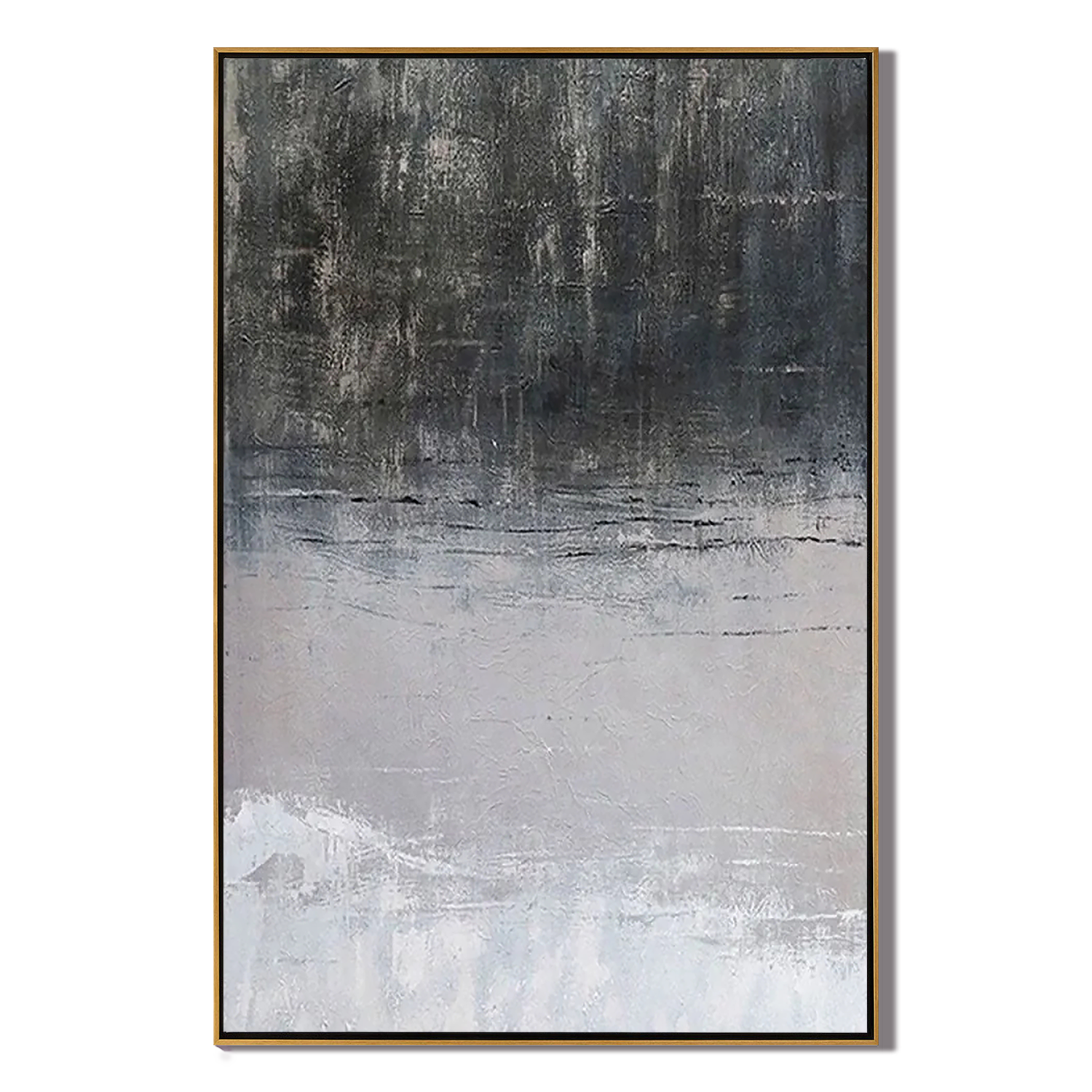GREY ECHO: Wabi-sabi Gritty Abstract Art, Minimalist Textured Monochromatic Canvas