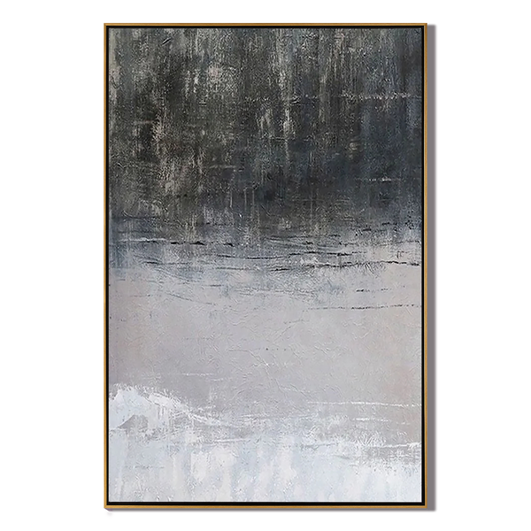 Grey Echo – Minimalist Textured Monochromatic Canvas Wabi-Sabi Painting | Japandi Wabi-Sabi Living Room & Bedroom Art