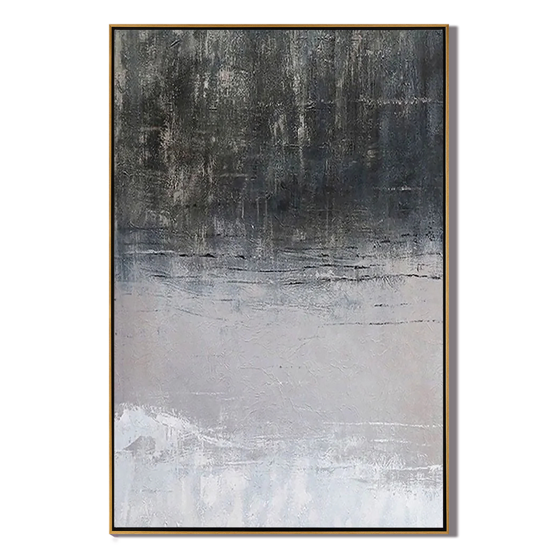 Grey Echo – Minimalist Textured Monochromatic Canvas Wabi-Sabi Painting | Japandi Wabi-Sabi Living Room & Bedroom Art