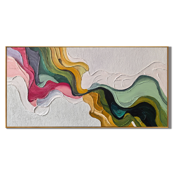 Earth's Veins – Modern Sculptural Texture Abstract Painting | Wabi-Sabi Vintage Green Entryway Wall Art