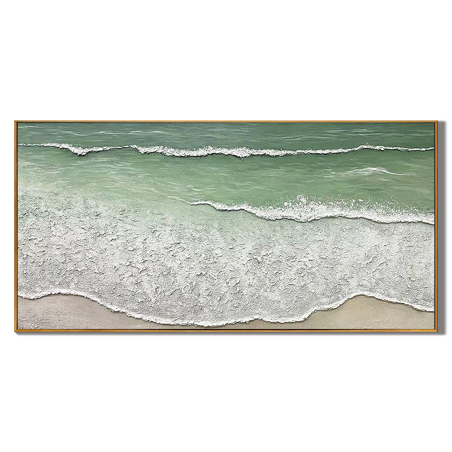Rhythm of Tides – Modern Minimalist Ocean Wave Textured Art | Panoramic Coastal Living Room Art