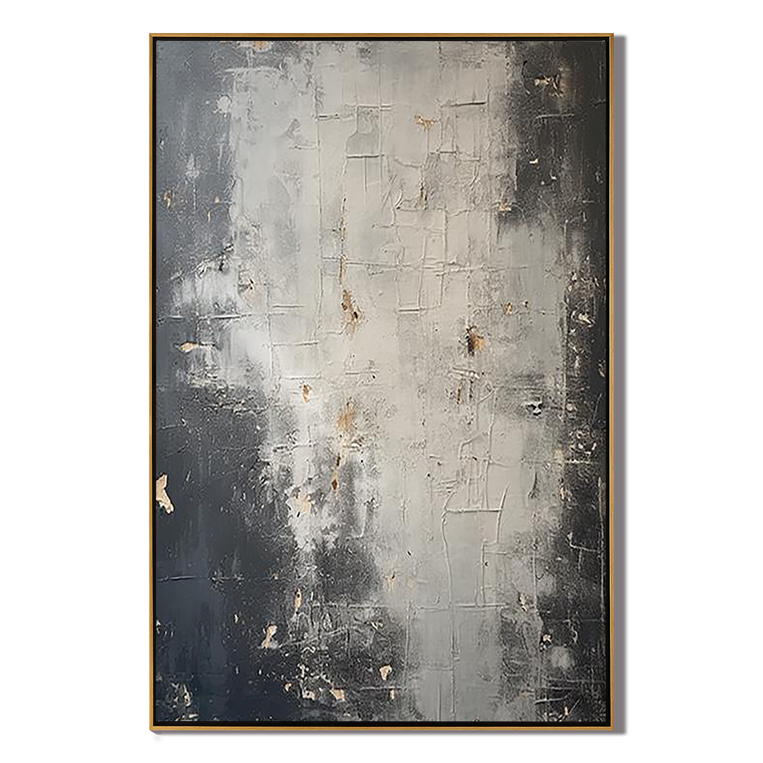 CONCRETE ECHO: Wabi-Sabi Wall Art, Minimalist Industrial Grey Plaster Effect Hand-Painted Studio Art