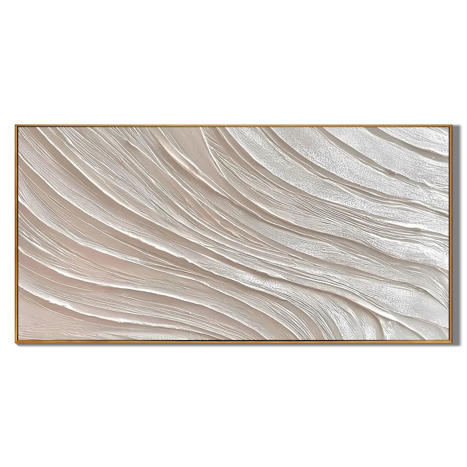 SILENT RHYTHM: Panoramic 3D Plaster Texture Wall Art, Modern Minimalist White Wave Relief