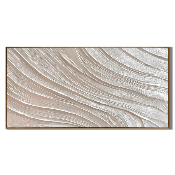 Silent Rhythm – Modern Minimalist White Wave Relief Texture Painting | Modern Minimalist Bedroom & Home Office Art