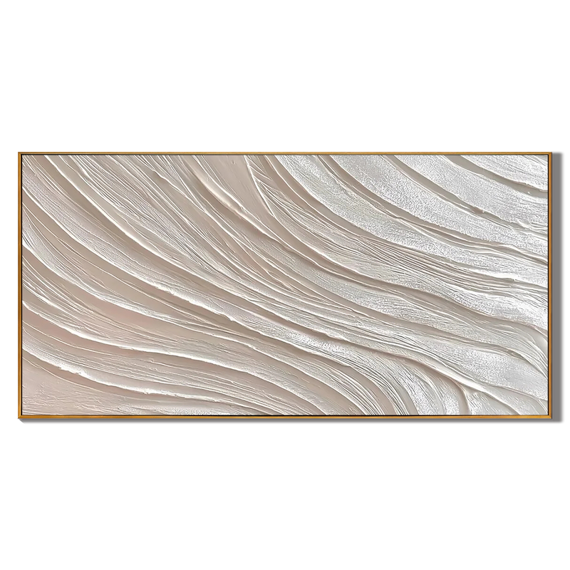 Silent Rhythm – Modern Minimalist White Wave Relief Texture Painting | Modern Minimalist Bedroom & Home Office Art