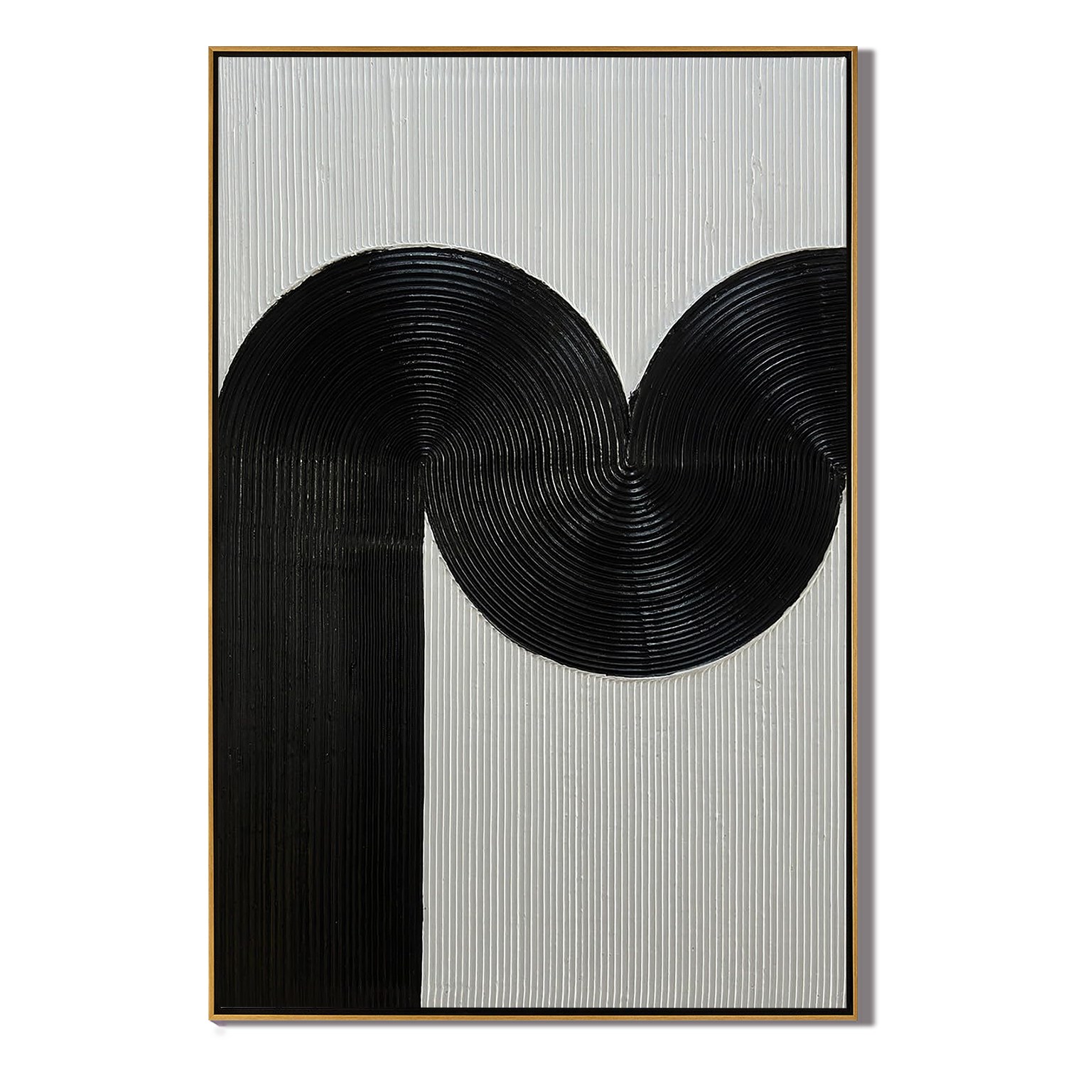 BOLD RHYTHM- Wabi-sabi Linear Texture Painting | Minimalist Black & White Sculptural Hallway Art