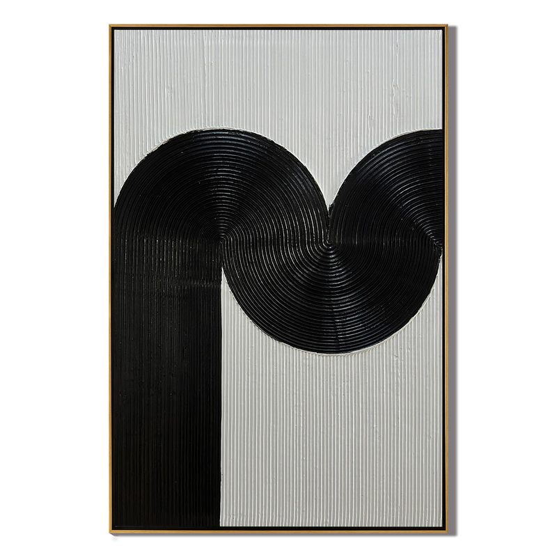 Bold Rhythm – Wabi-sabi Linear Texture Painting | Minimalist Black & White Sculptural Hallway Art