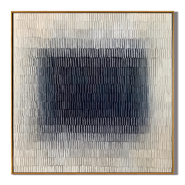 Deep Resonance – Minimalist Monochromatic Heavy Textured Array | Wabi-Sabi Square Hallway Art