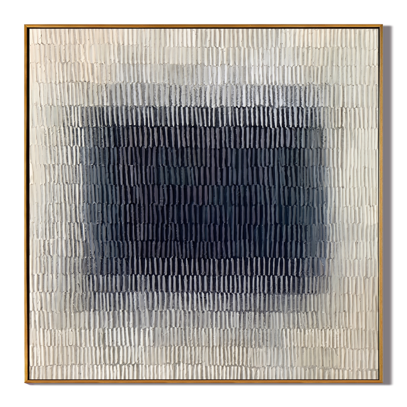 Deep Resonance – Minimalist Monochromatic Heavy Textured Array | Wabi-Sabi Square Hallway Art