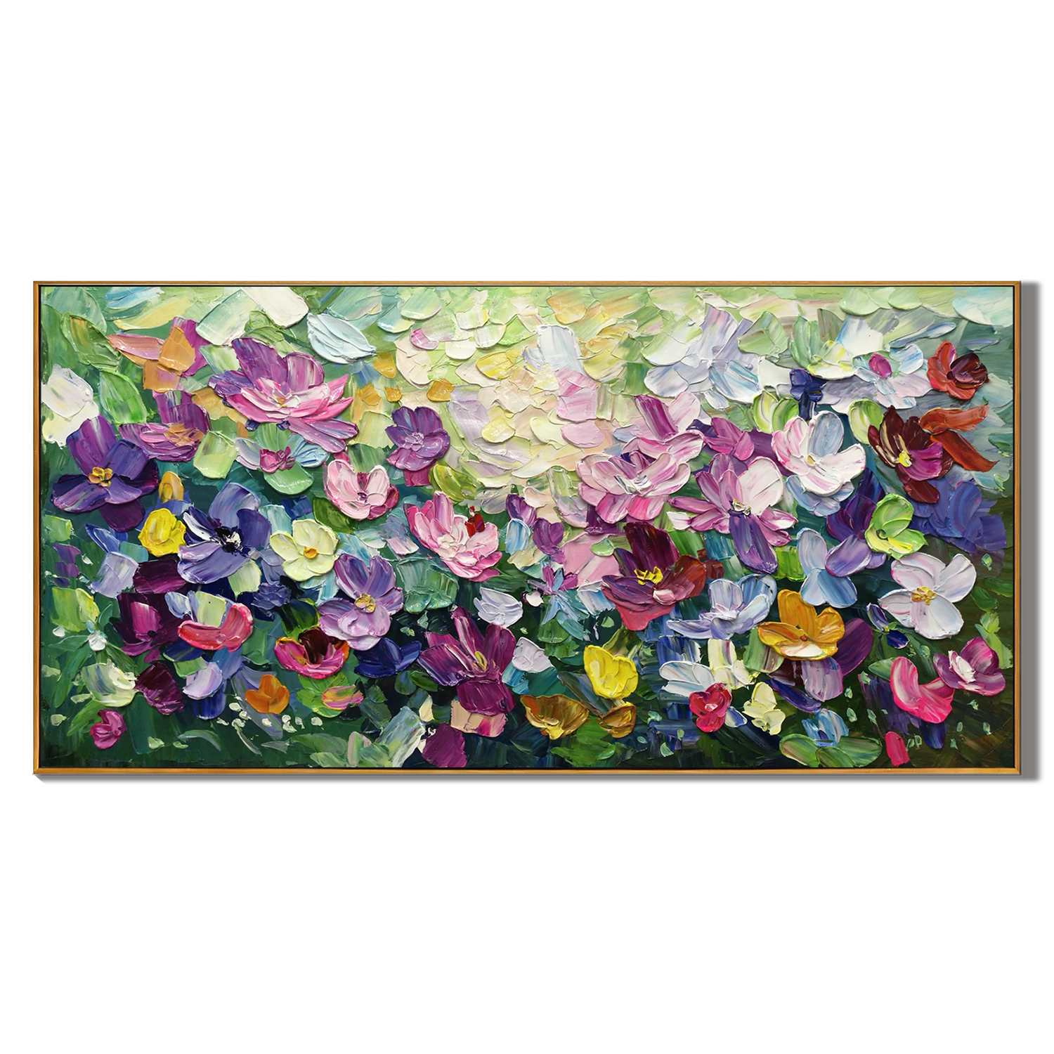 VIOLET GARDEN: Floral Wall Art, Hand-Painted Purple Wildflower Textured Impressionist Gallery Art