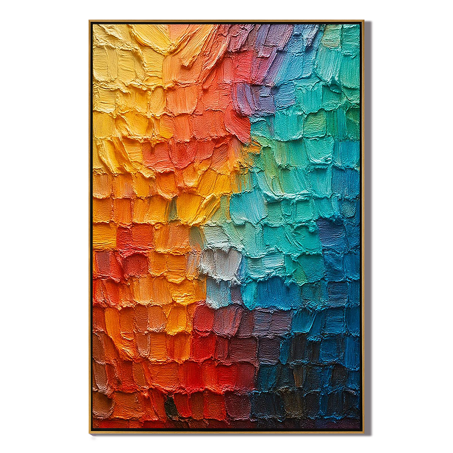 SPECTRUM CUBE: Abstract Wall Art, Hand-Painted Multicolored Rainbow Palette Knife 3D Impasto Heavy Texture Studio Art