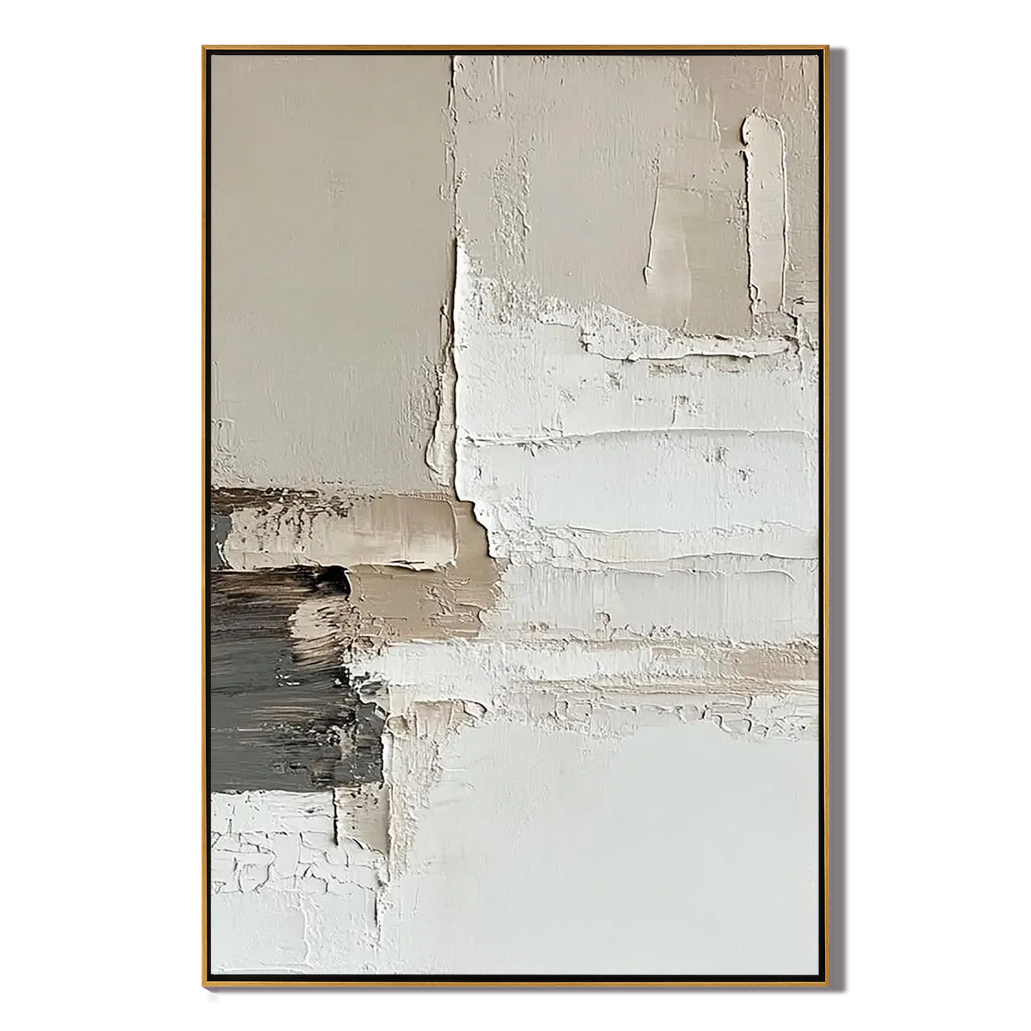 MODERN LAYERS: Abstract Wall Art, Hand-Painted Minimalist Neutral Beige and Grey Palette Knife 3D Heavy Texture Studio Art