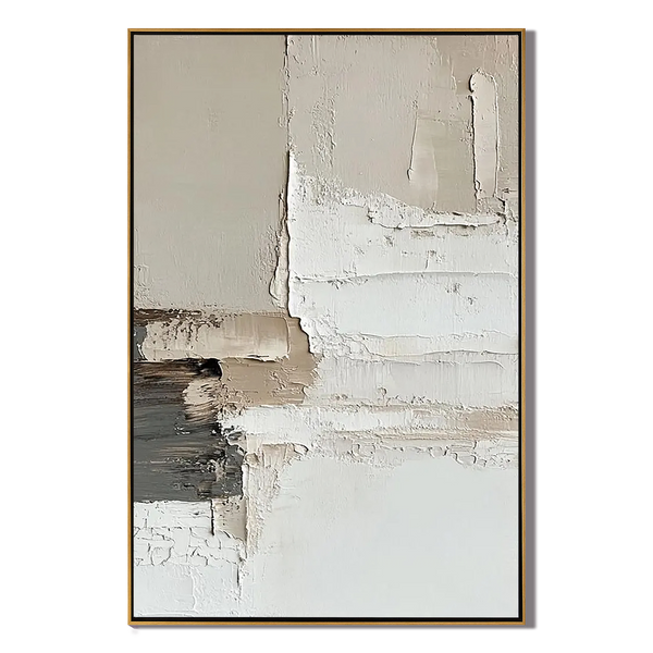 Modern Layers – Hand-Painted Minimalist Neutral Beige and Grey Palette Knife Abstract Painting | Modern Minimalist Bedroom & Home Office Art