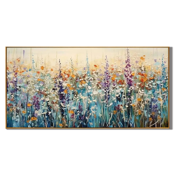 Morning in Giverny – Thick Impasto Wildflower Meadow Painting | Colorful Impressionist Floral Living Room Art