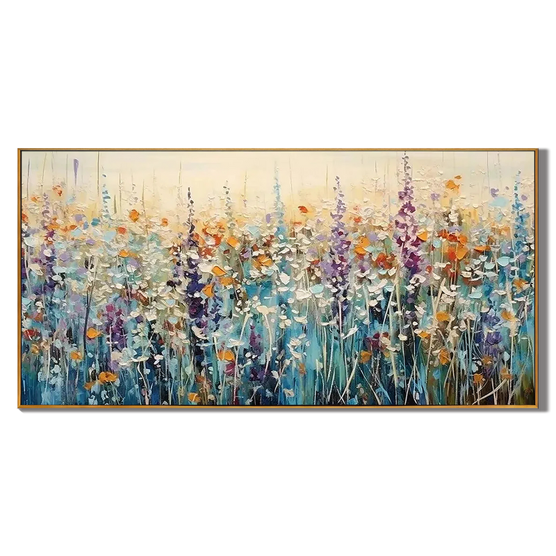 Morning in Giverny – Thick Impasto Wildflower Meadow Painting | Colorful Impressionist Floral Living Room Art