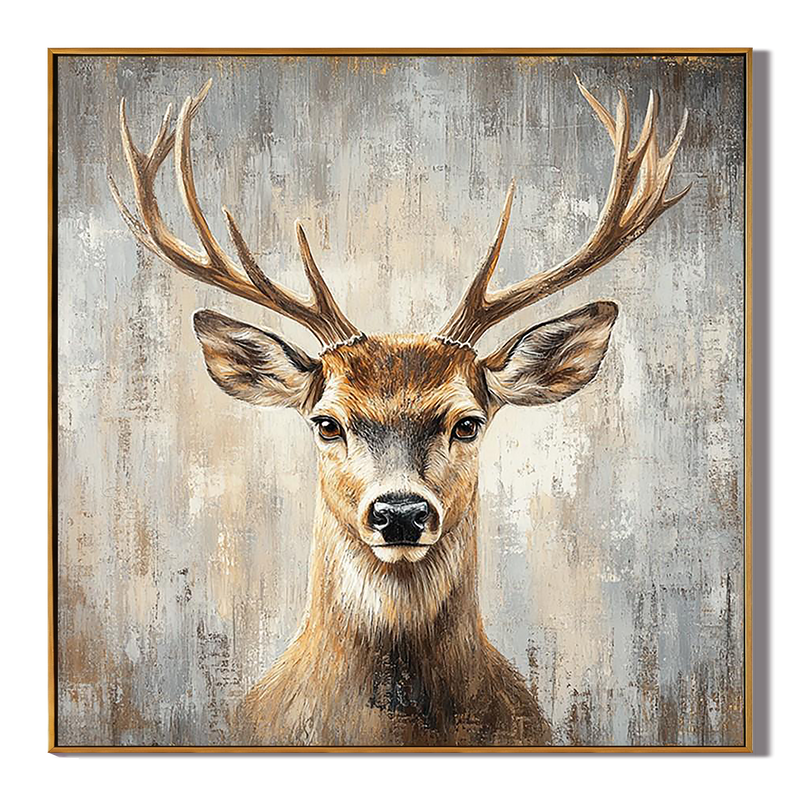 Majestic Stag – 3D Heavy Texture Forest Animal Realistic Painting | Contemporary Landscape Living Room & Dining Room Art