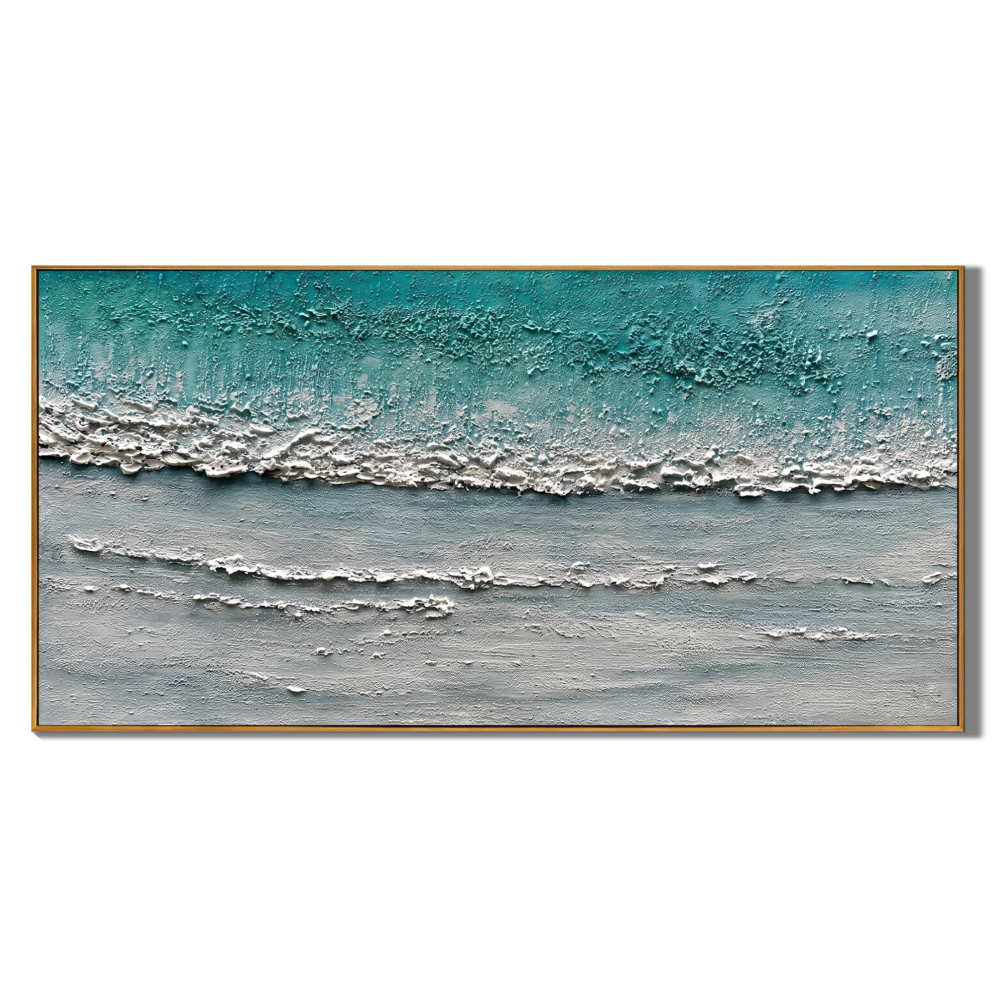 AZURE REALM - Wabi sabi style turquoise thickly applied  texture painting | Modern minimalist living room art
